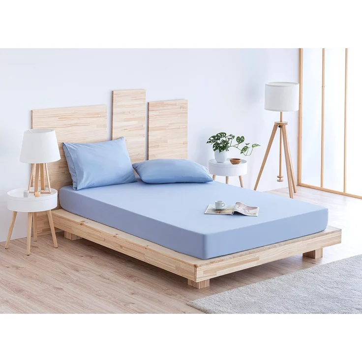 Spannbettlaken aus gebürsteter Mikrofaser, extra weich, für Betten 90x190/200 cm, Hellblau – Bild 6