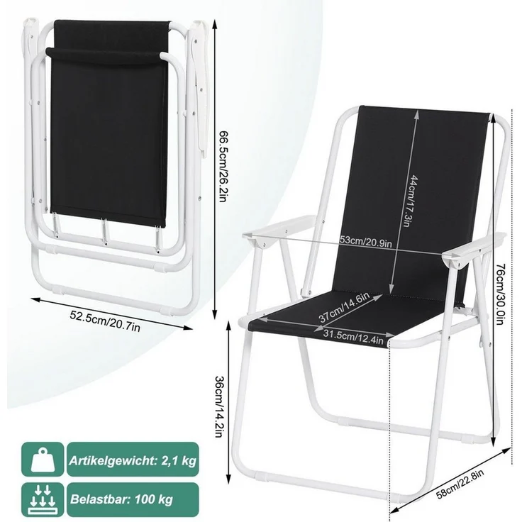 Woltu Campingstuhl (1 St), Angelstuhl Ultraleichter, mit Armlehnen, klappbar – Bild 2