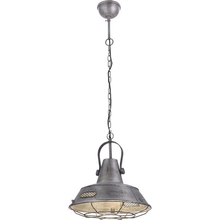 LED Hängelampe, Metall, Industrie, Laterne, silber SA