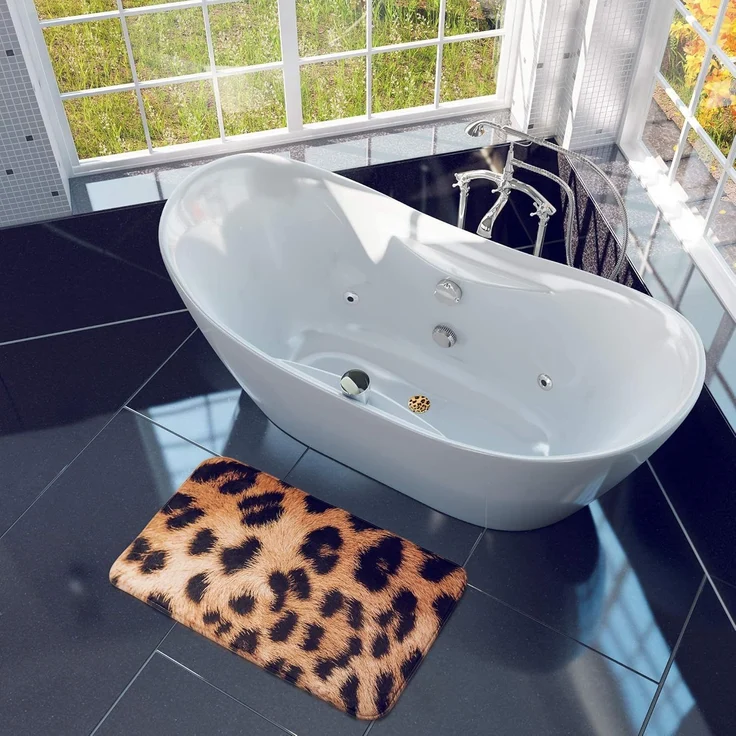 Sanilo Badematte Leopardenfell, rutschhemmend, waschbar, schnelltrocknend, Polyester, rechteckig, sehr weich, hochwertig & modern, 50 x 80 cm oder 70 x 110 cm – Bild 5