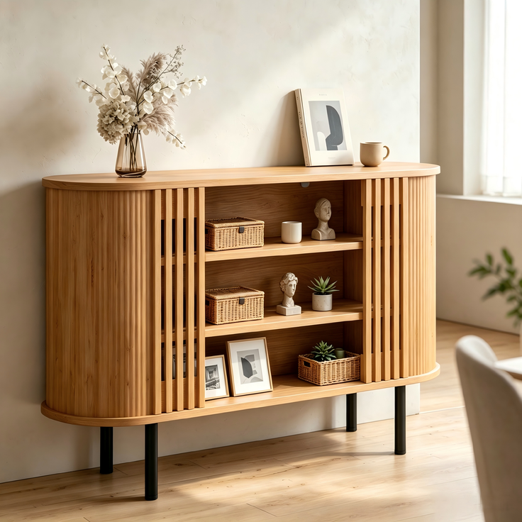 ZUBALIYA Sideboard 120x40x80 cm, aus MDF / Spanplatte, Natur – Bild 2