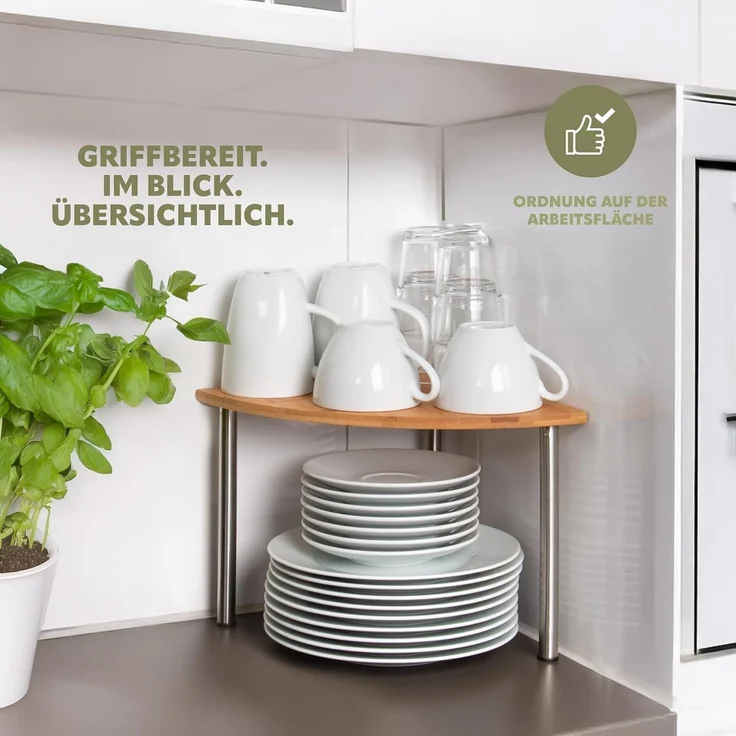 bremermann Küchenregal Bambus-Eckregal mit Edelstahl // ca. 25 x 20 x 25 cm (B/H/T) – Bild 4