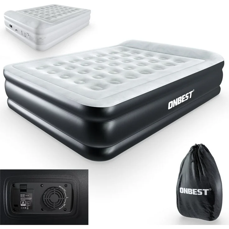 Onbest Luftbett mit elektrischer Luftpumpe und integriertem Kissen, 250 kg - 2 Personen - Wasserabweisend - Robust – Bild 1