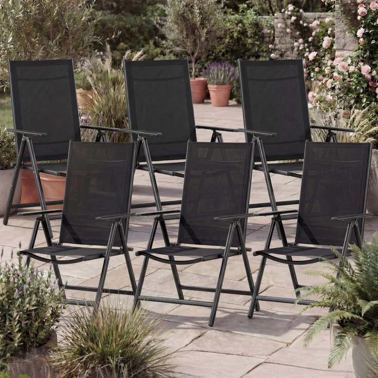 CASARIA® Aluminium Gartenstuhl Bern Klappbar Anthrazit 6er Set – Bild 2