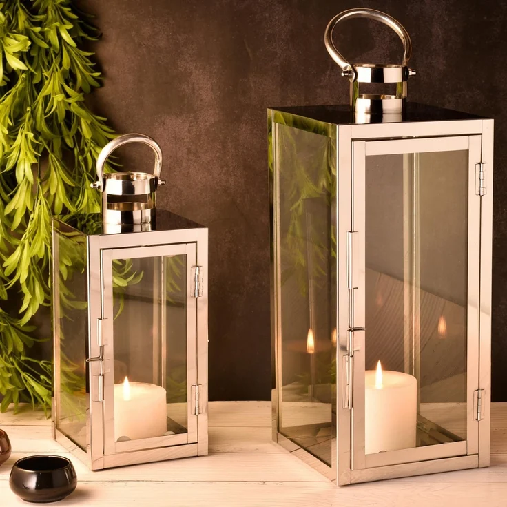 Marrakesch Orient & Mediterran Interior Kerzenlaterne 2er Set Skandinavisches Design Windlicht Gartenlaterne Marra Silber, Handarbeit – Bild 2