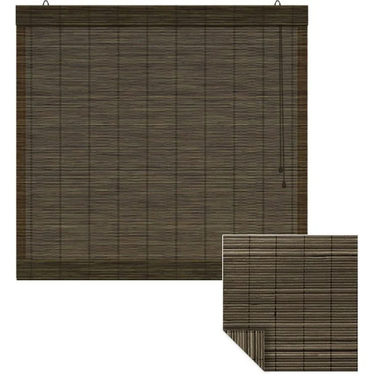 Victoria M. Raffrollo Bambus-Raffrollo, 40 x 130 cm, dunkelbraun, mit Hakenaufhängung, ohne Bohren, freihängend, zum Schrauben, Bambus – Bild 1