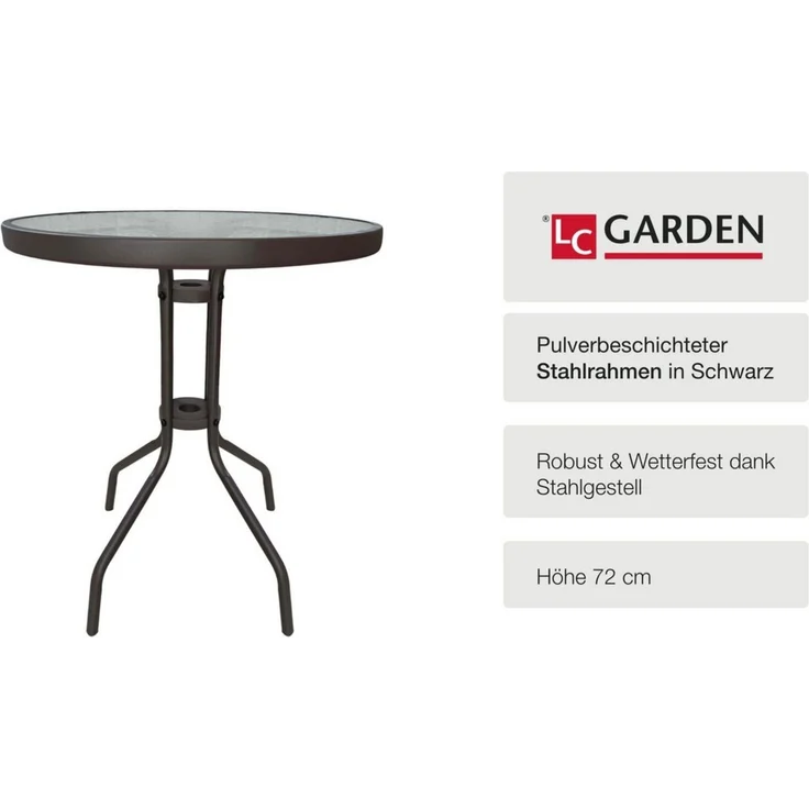 LC Garden Gartentisch Garvista Garten Set Balkontisch mit Gartenstühlen Ø60cm rund braun (Balkonset, 3-St) – Bild 2