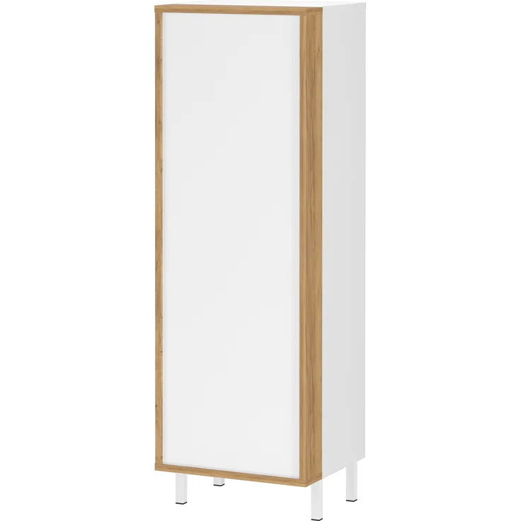 Germania Mediumschrank 5001-513 GW-Topeka, in Weiß/Eiche, Tür rechts/links montierbar, 39 x 120 x 35 cm (BxHxT) – Bild 1