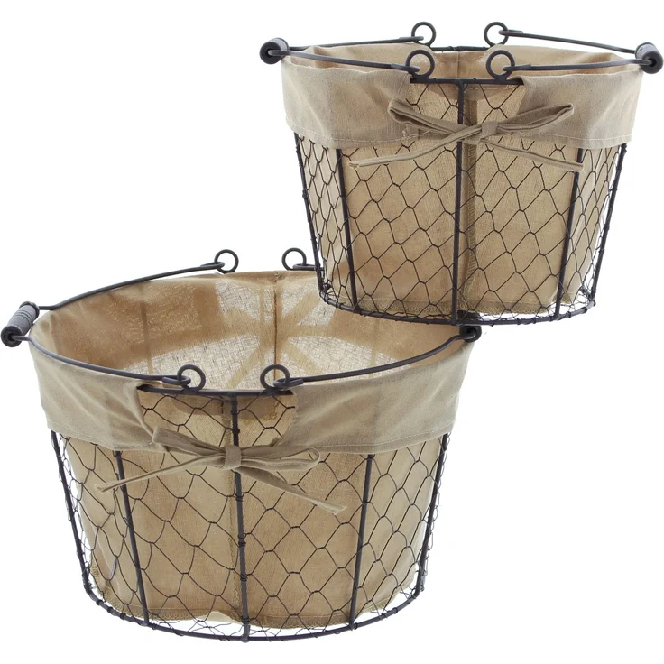 2er Set Füllkorb Flechtkorb Dekokorb Tischdeko Landhaus Korb – Bild 3