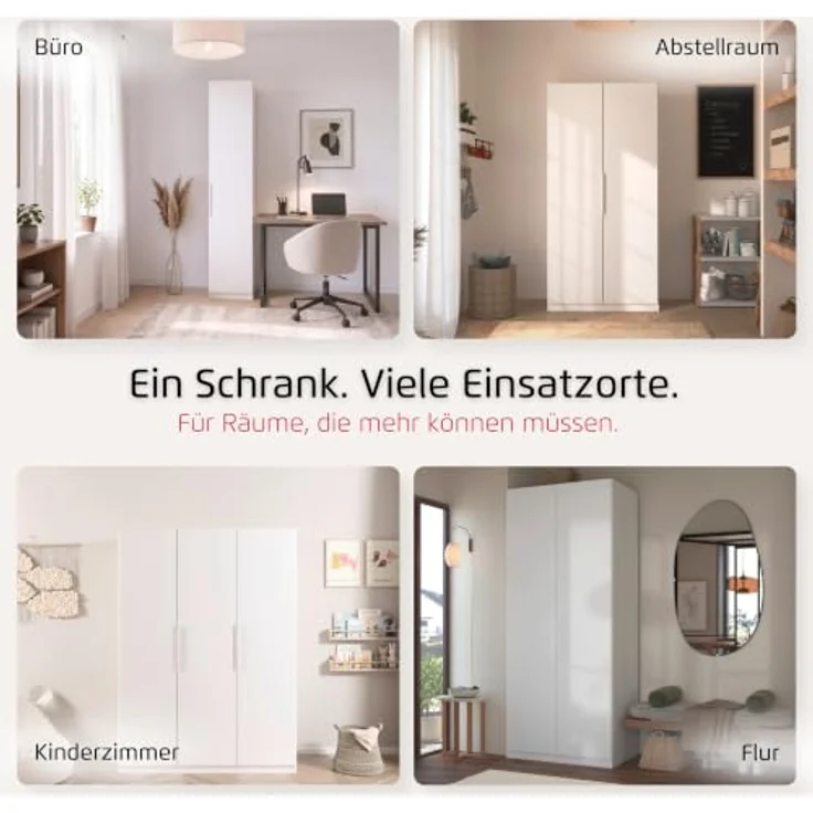 Rauch Möbel MYLORA, Kleiderschrank, Farbe Fango, Breite 181 cm | Schrank mit patentiertem Schnellmontagesystem, 4-türig, Zubehör Basic, für Schlafzimmer, Kinderzimmer, Garderobe, Flur – Bild 5