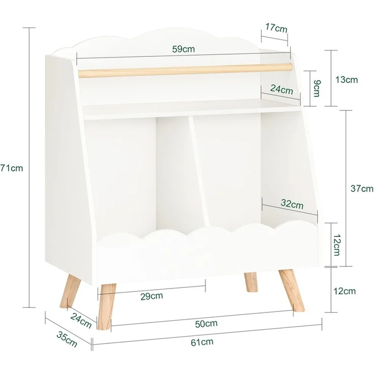 SoBuy KMB100-K-W Kinderregal, MDF, Melamin, Weiß, 61 x 71 x 35 cm – Bild 3