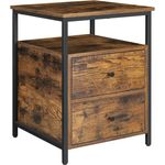 Vasagle Nachttisch, mit 2 Schubladen und offenem Fach, Spanplatte / Stahl vintagebraun-schwarz, 60 x 45 x 45 cm