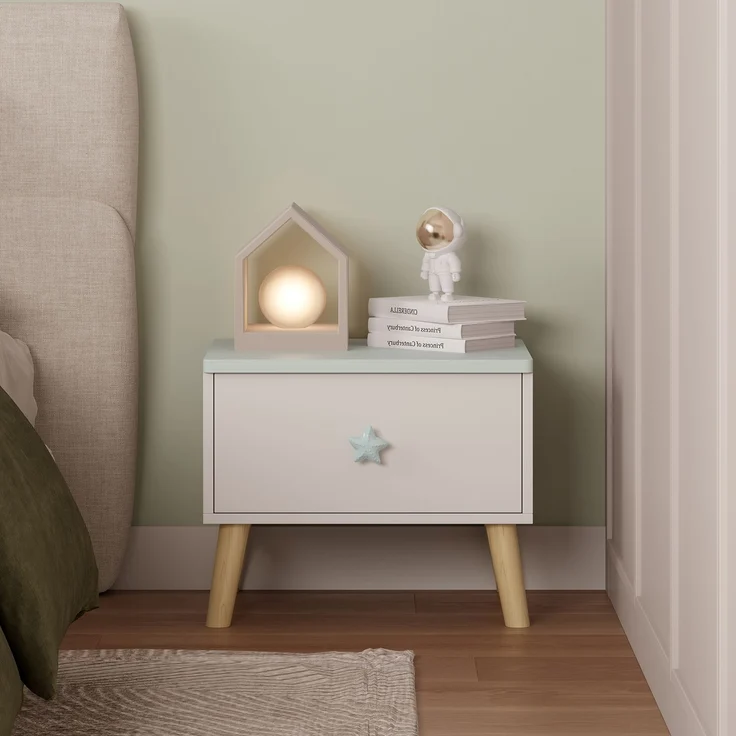 Kindernachttisch Sandnes 31x38x30 cm Weiß/Mintgrün [en. casa] – Bild 2
