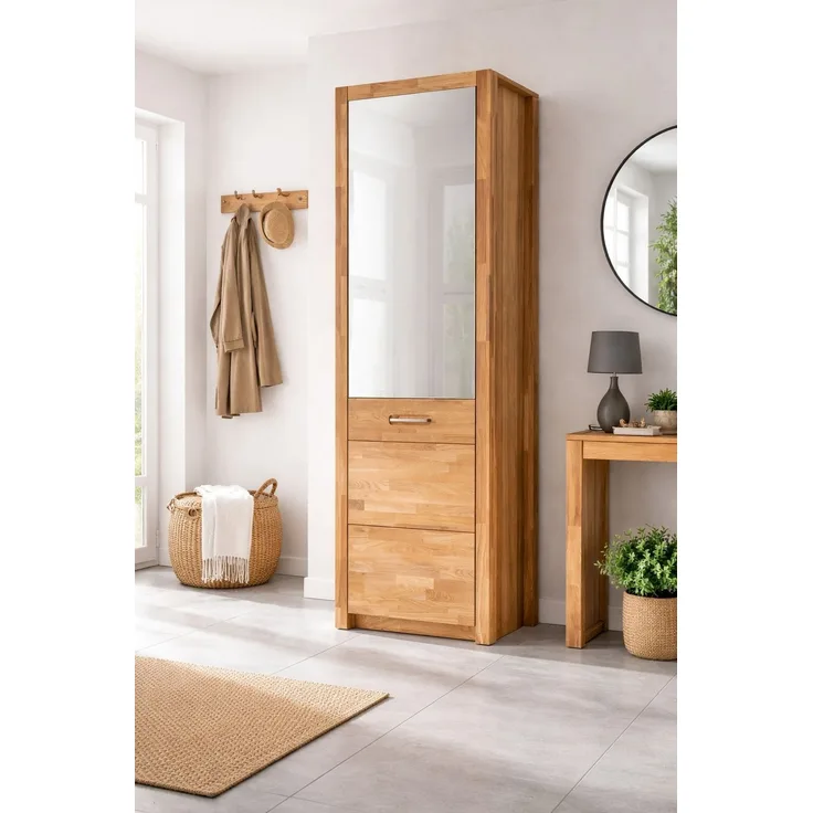 Garderobenschrank Spiegeltürschrank Flurschrank Wildeiche geölt #4059