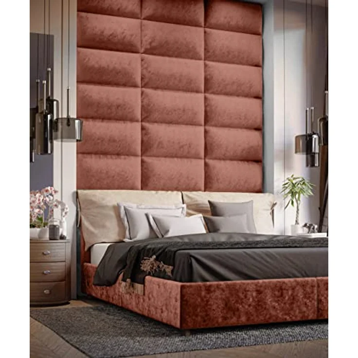 Muralo Samt Wandkissen Stoff Polsterpaneel Schlafzimmer Wohnzimmer Bett Wandpolster Bettkopfteil Lendekissen Modern Luxus Gepolstert Polster Paneel (Schmutzige Rosa, 70x15 cm) – Bild 3
