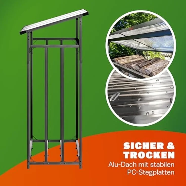 GARDEBRUK® Kaminholzregal XXL, mit wasserabweisender Abdeckplane – Bild 4