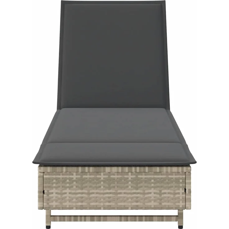 vidaXL Sonnenliege mit Rollen und Auflage Hellgrau Poly Rattan 4104038 – Bild 5