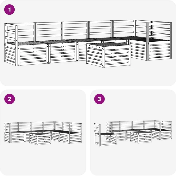 vidaXL Outdoor-Sofagarnitur 7 stk. 6-Sitzer Weiß Massivholz Akazie 3391934 – Bild 8