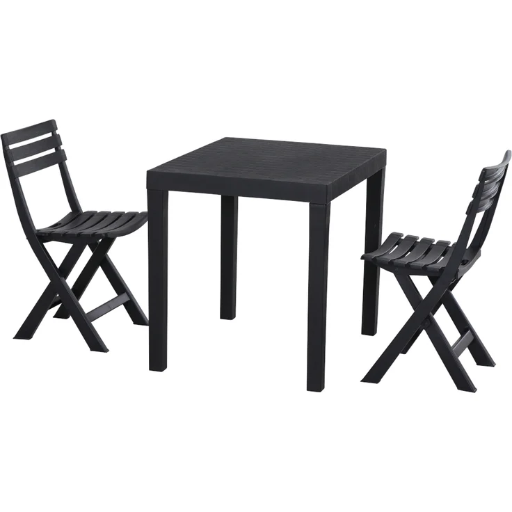 Progarden Balkonset Club 3-teilig wetterfest polypropylen anthrazit – Bild 1