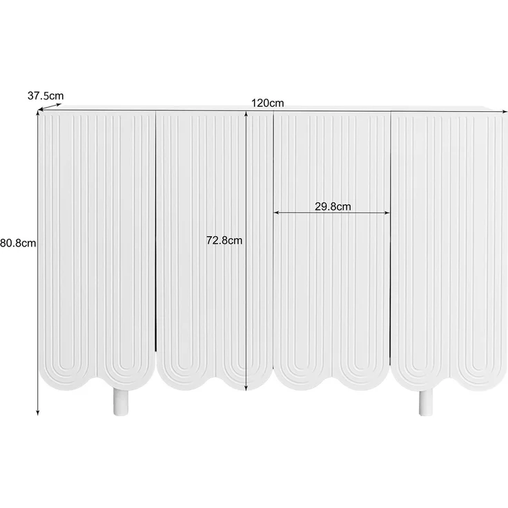 ZUBALIYA Sideboard 120x37,5x80,8 cm, aus MDF, Weiß – Bild 3