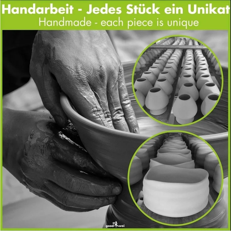 Goodwei Teeservice Matcha-Set "Miyuki" mit Teeschale, Matchabesen 80 Borsten, Besenhalter (4-tlg), 1 Personen, Keramik, handgearbeitet – Bild 2