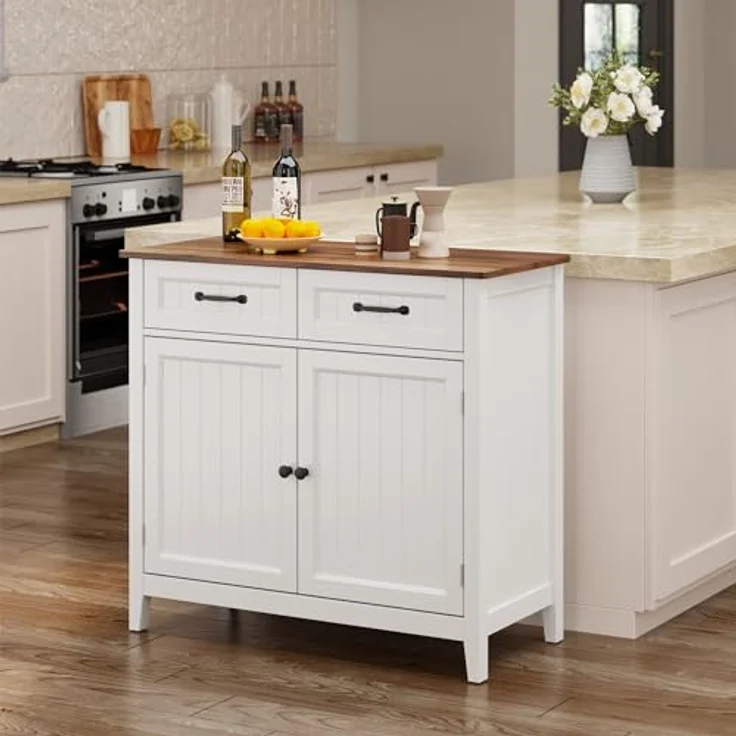 Bealife Küchen-Sideboard, Buffet-Schrank mit 2 Schubladen und 2 Türen, Küchenschrank mit Arbeitsplatte für Wohnzimmer, Esszimmer und Küche – Bild 9
