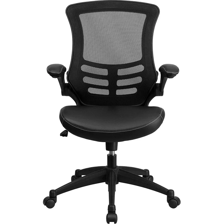Flash Furniture Bürostuhl mit mittelhoher Rückenlehne – Ergonomischer Schreibtischstuhl mit hochklappbaren Armlehnen und LeatherSoft-Material – Perfekt für Home Office oder Büro – Schwarz – Bild 10