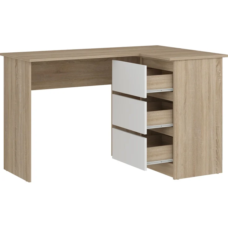 Shefa Line Eckschreibtisch L-Form Sonoma Eiche / Weiß - 125x85x77 cm – Bild 2