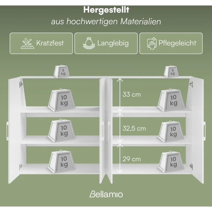 Bellamio 'Aland' Dachschrägenregal mit Türen, weiß, 100x52x179 cm, Schrank für Dachschräge mit 6 Fächern – Bild 3