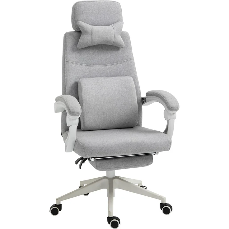 MELAYR, Bürostuhl, Ergonomischer Schreibtischstuhl mit Kopfkissen, Lendenkissen, 62 x 68 x 117 cm, Grau – Bild 1