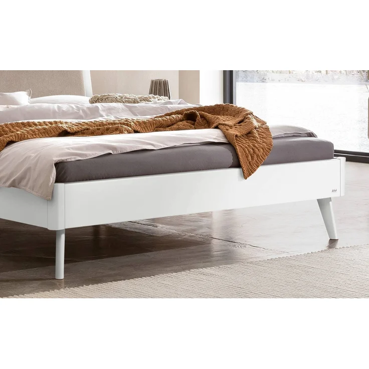 Hasena Polsterbett Fabro Lounge Weiß mit Kopfteil in Sand 180x200 cm, Komforthöhe 25 cm MDF weiss deckend – Bild 5