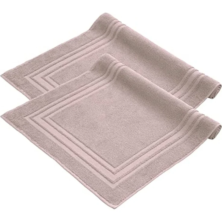 Komfortec Badematte Badvorleger aus 100% Baumwolle, 50x70 cm Duschvorleger, Waschbar Duschmatte, Frottee, Rechteckig, 600 g/m², 2er Set, Saugfähig & Schnelltrocknend – Bild 1