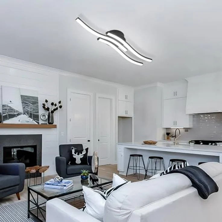 Goeco LED Deckenleuchte 18W, Modern Schwarze LED Deckenlampe mit 3 LED-Lichtleisten 6500K Kaltweißes Licht, LED Lampe Deckenbeleuchtung für Schlafzimmer Wohnzimmer Flur Küche – Bild 8