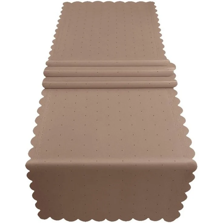 matches21 HOME & HOBBY Tischdecke Tischläufer 40x150 cm in Hellbraun für Esstisch & Küche (1-tlg), Waschbare Mitteldecke mit gewelltem Rand – Bild 4