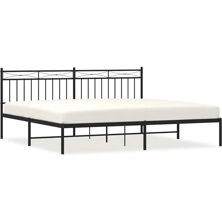 Doppelbett, Bettgestell Modernen mit Kopfteil Metall Schwarz 193x203 cm d621e