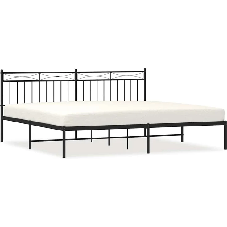 Doppelbett, Bettgestell Modernen mit Kopfteil Metall Schwarz 193x203 cm d621e – Bild 1