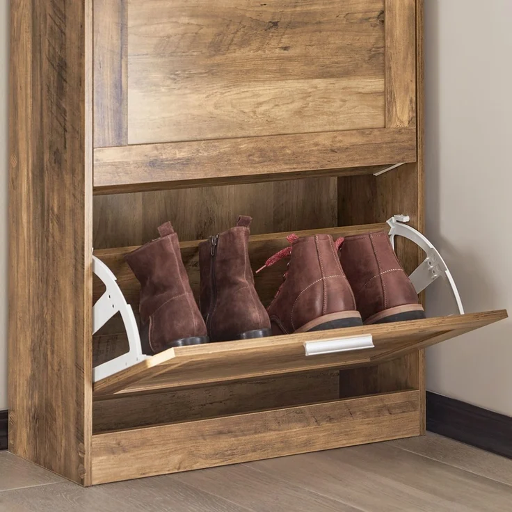 SoBuy FSR137-F Schuhschrank, MDF, Papierfurnier, Braun, 60 x 79 x 23 cm – Bild 5