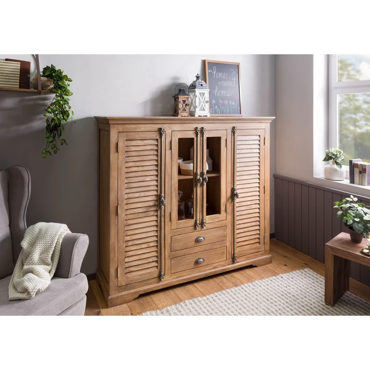 Highboard Mango 160x45x142 beige geölt TOULOUSE #15 – Bild 3