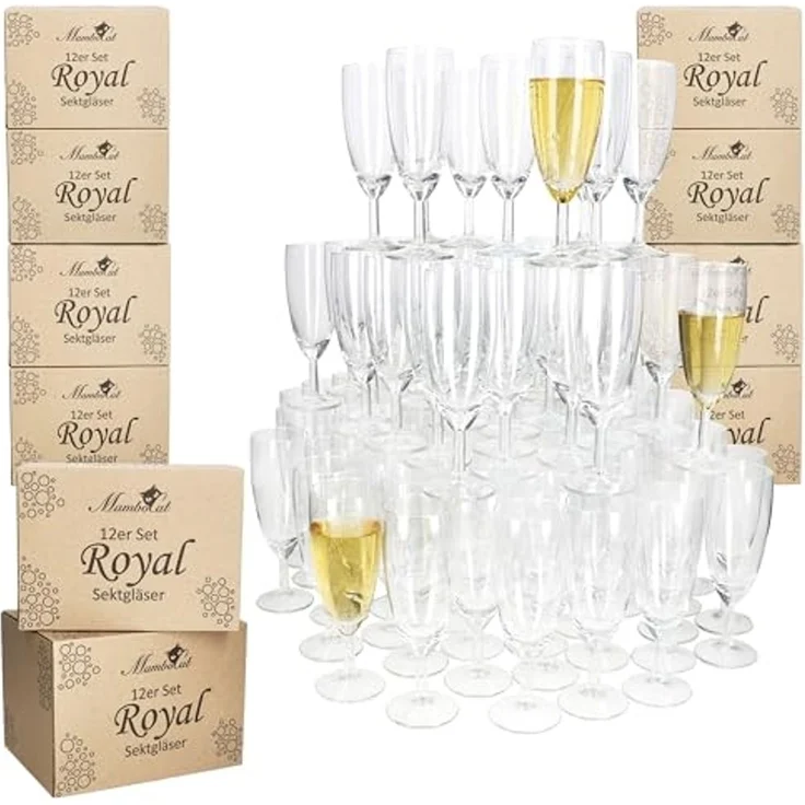 MamboCat Sektglas 12er Set Royal Sektgläser 140ml Champagner-Glas klare Prosecco Party, Glas – Bild 1