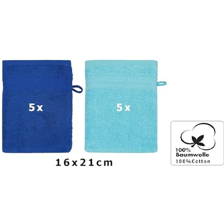 Betz Waschhandschuh 10 Stück Premium 16x21 cm Farbe Royalblau und türkis, Baumwolle (10-St) – Bild 2