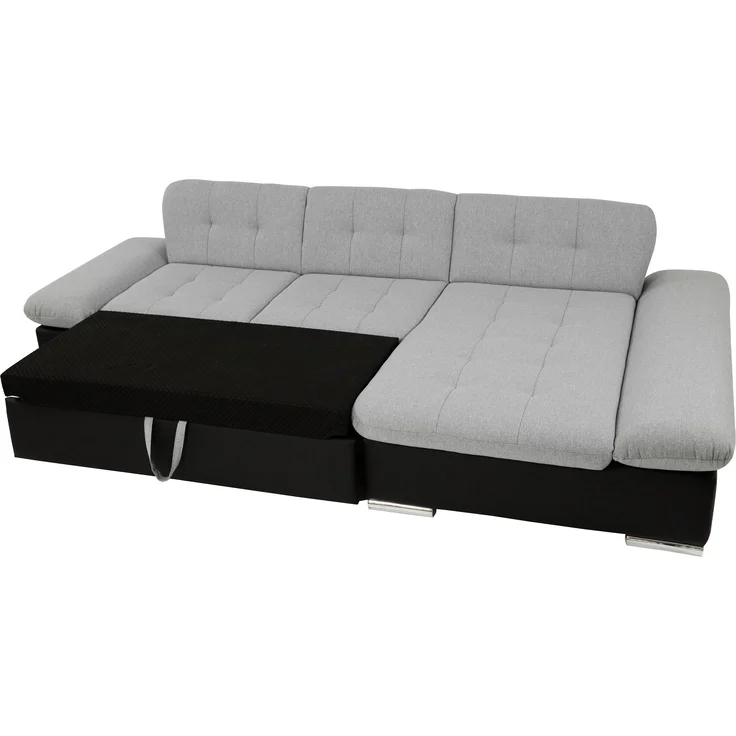 'Malwi' Ecksofa Cord, Grau, 76 x 161 x 278 cm, Links – Bild 4