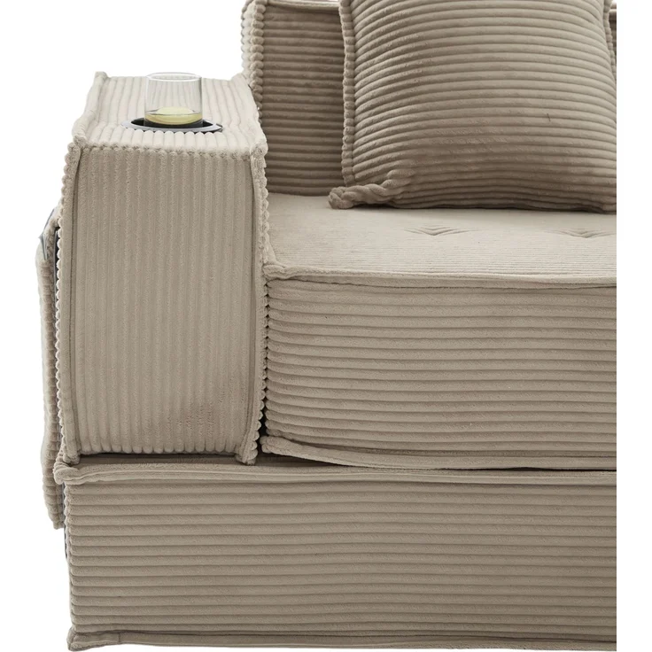 ZUBALIYA Schlafsofa 78x66 cm, mit Stauraum, mit Cordbezug, mit breiten Armlehnen, modular aufgebaut, mit Schaumstoffpolsterung – Bild 22
