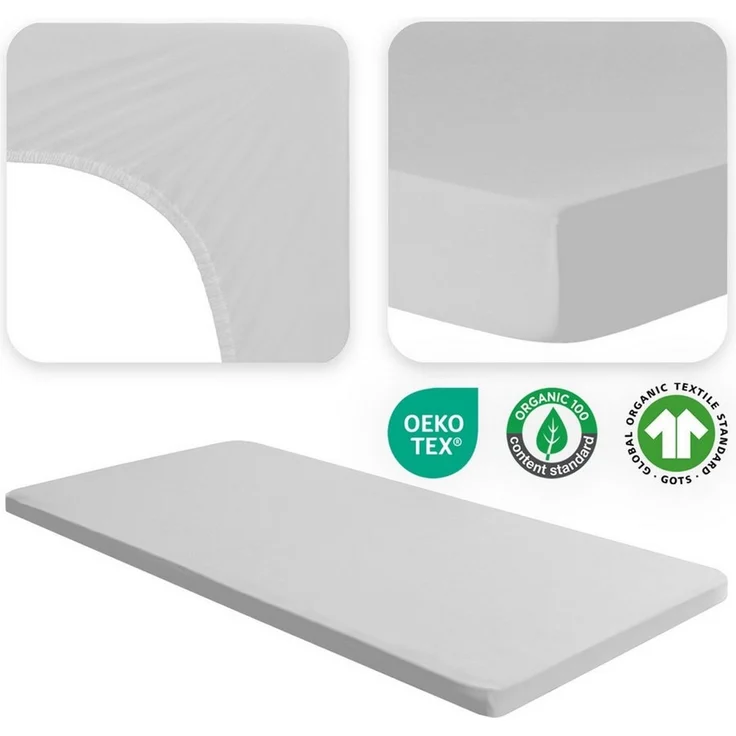 Jacobson Spannbettlaken BIO, Jersey Spannbetttuch, Bettlaken 160 g/m², 100% BIO-Baumwolle, Gummizug: rundum, GOTS zertifiziert – Bild 3