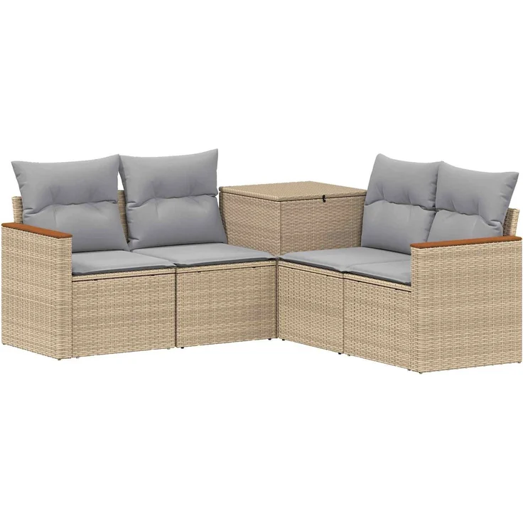 vidaXL Sofa Set 5 stk. Beige und Hellgrau Polyrattan und Stahl 3447939 – Bild 2