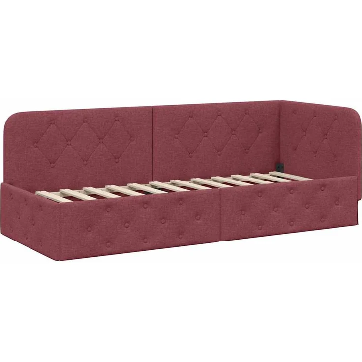 vidaXL Eckbettgestell mit Matratze Weinrot 80 x 200 cm Stoff 3394032 – Bild 5