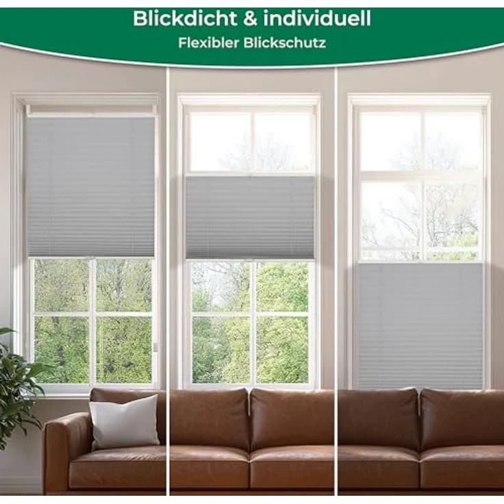 Allesin Plissee ohne Bohren Plissees Klemmfix Hellgrau 60x120cm(BxH), Plisseerollo Faltrollo mit Klemmträger, Jalousie Rollos für Fenster und Tür, Sichtschutz und Sonnenschutz – Bild 4