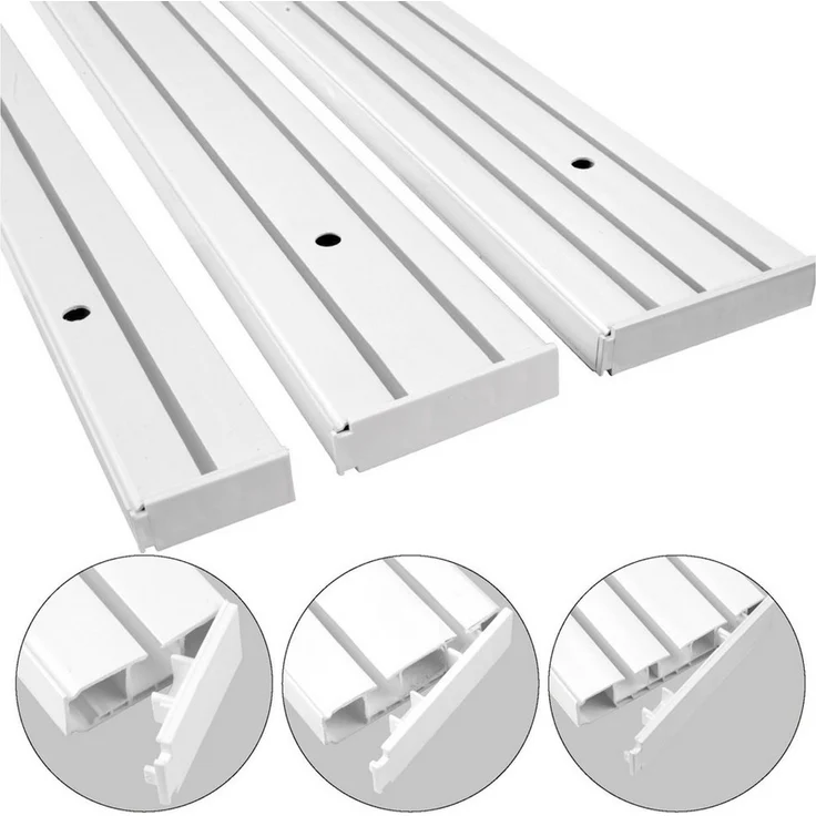 Bestlivings Gardinenschiene Innenlauf Komplettset 90-480 cm, 3-läufig, 90 cm, mit Bohren, verschraubt, Kunststoff, flach, weiß, inkl. Befestigungsset – Bild 2