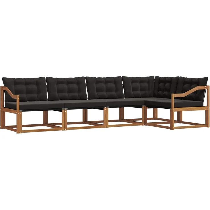 vidaXL Outdoor-Sofagarnitur 5 stk. 5-Sitzer Natur und Schwarz 3369467 – Bild 2