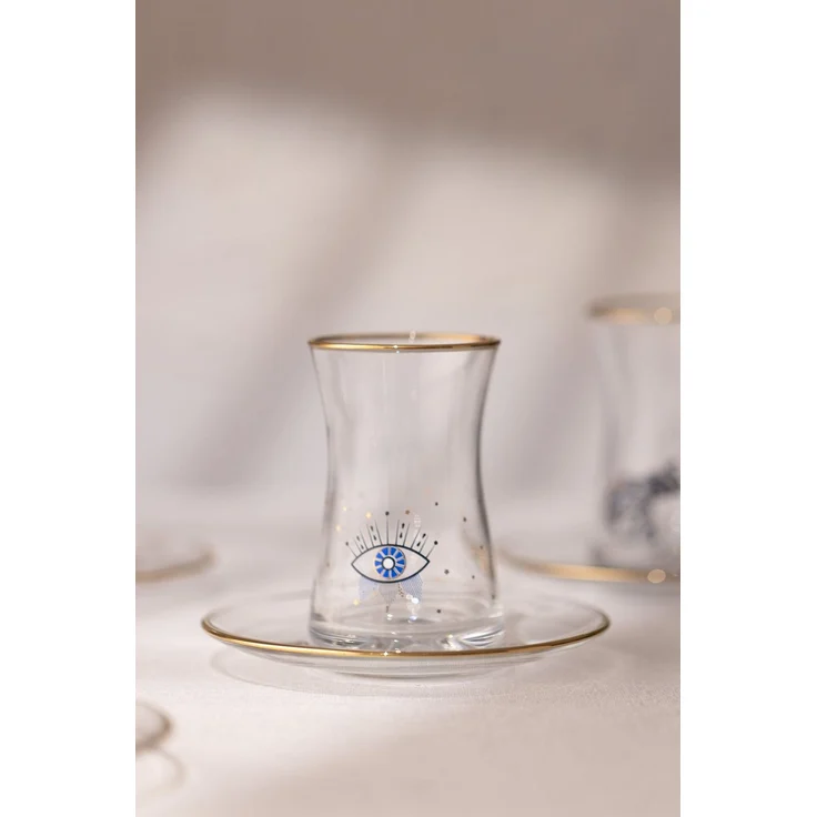 Hermia Concept 'Lucky Charm' Teegläser-Set (12-teilig), Transparent / Gold, 12,6 x 12,6 x 1,5 cm – Bild 3