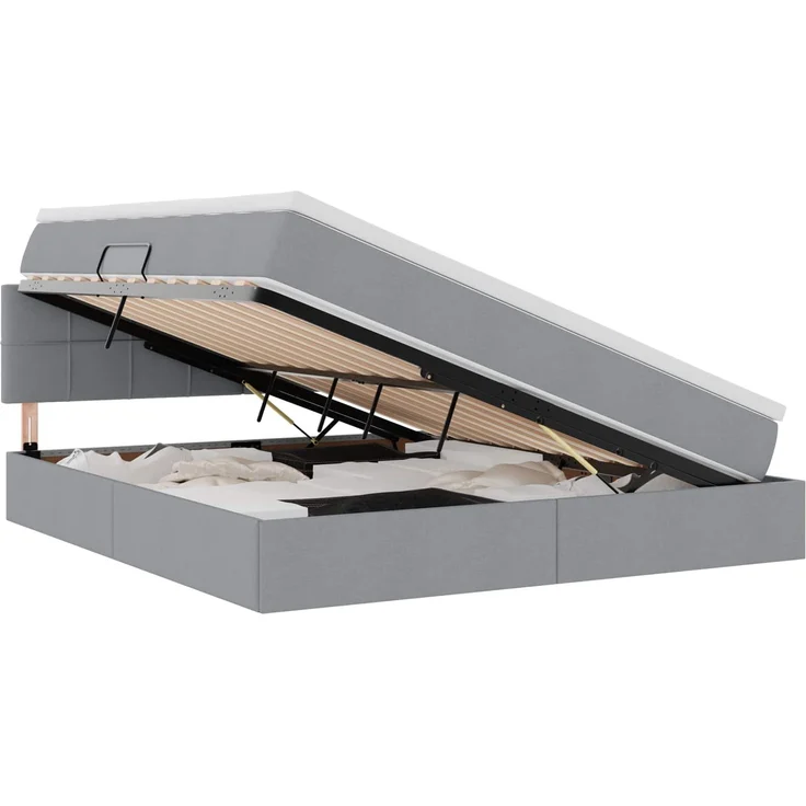 vidaXL LED-Speicherbett mit Matratze Hellgrau 180 x 200 cm Stoff 3371160 – Bild 2